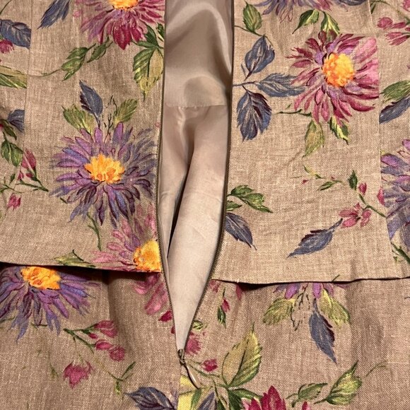 Positive Attitude Linen Floral Beaded Dress Women’s Size 8 Sleeveles Tan Floral - Picture 5 of 11